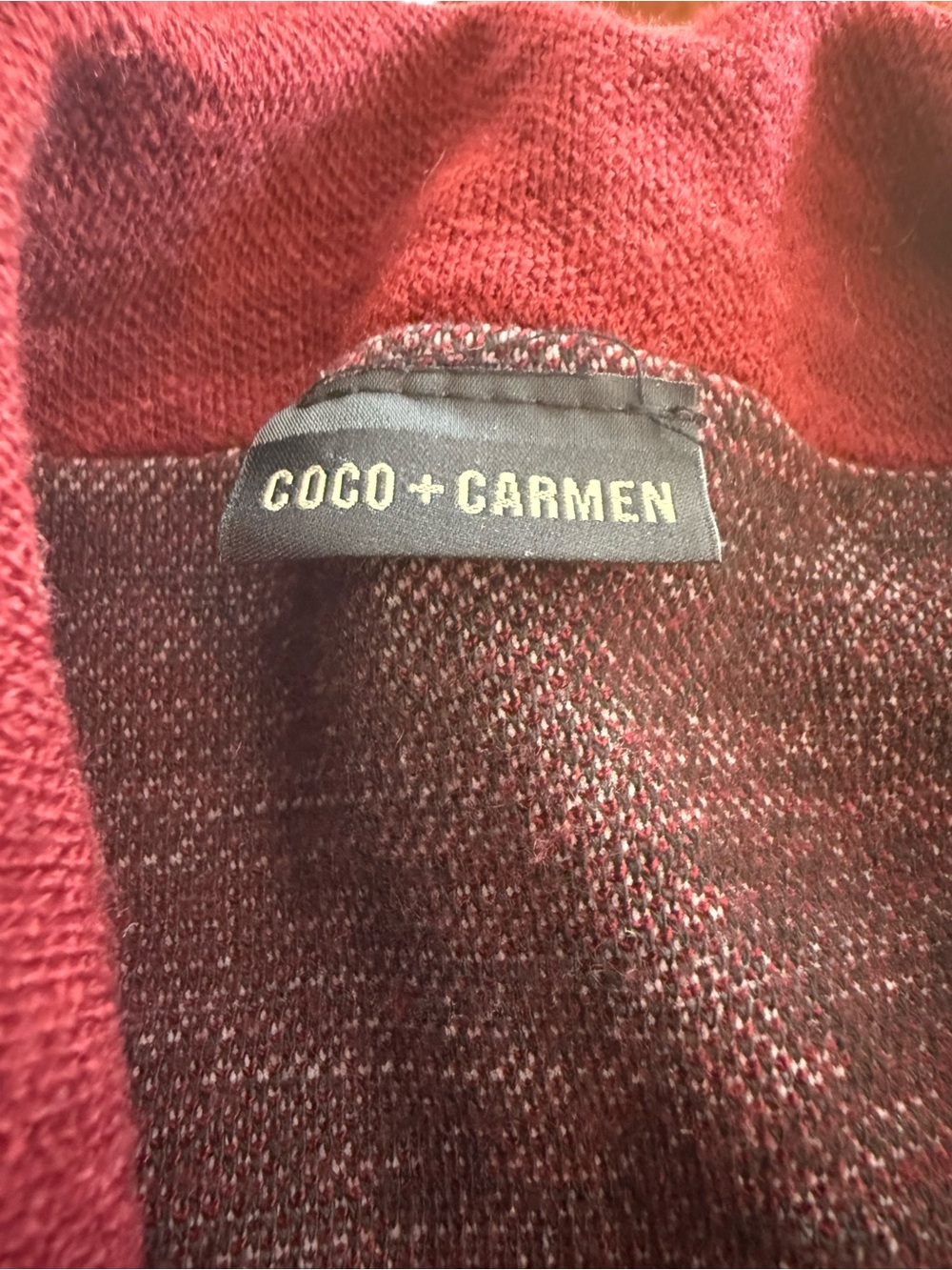 Fringed Paisley Knit Coco + Carmen Wrap Shawl - Wine Red - Picture 6 of 6